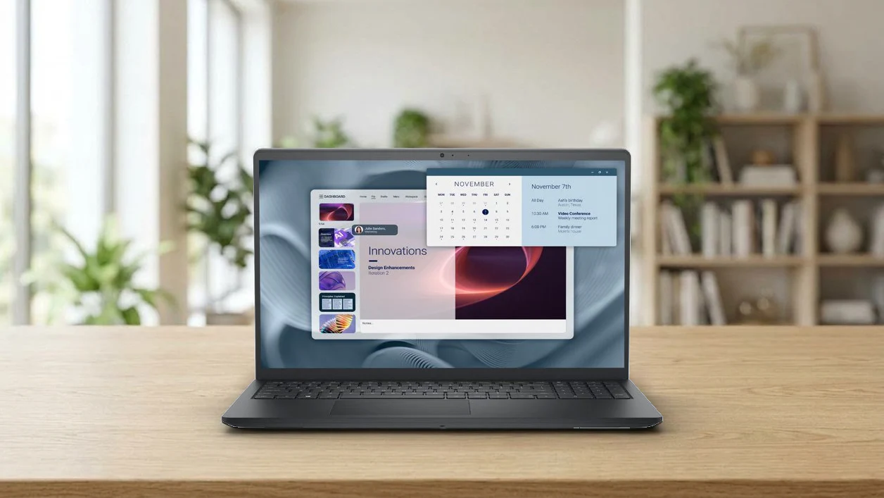 מחשב נייד Dell PV1520 – מבט מלפנים, בהדמיית סביבה