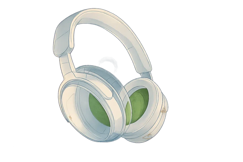 אילוסטרציה · The Bose QuietComfort 2 headphones in a transparent render.