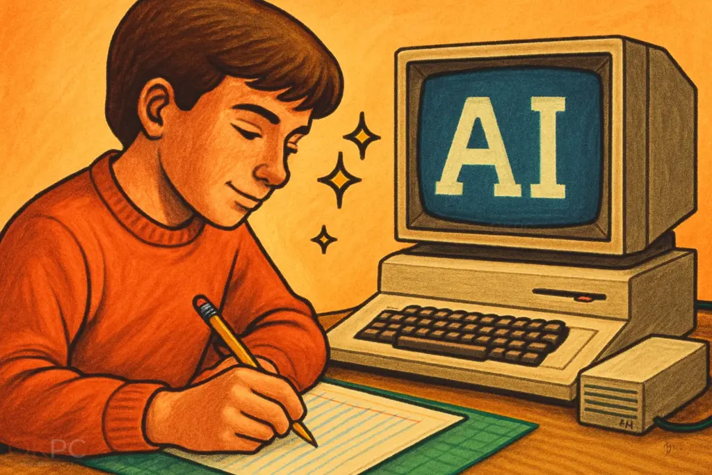 נער כותב על AI ב-1984